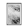 POSTER WITH MOUNT BLACK AND WHITE MISTY FOREST - BLACK AND WHITE - POSTERS