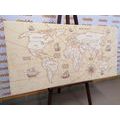 CANVAS PRINT WORLD MAP WITH BOATS - PICTURES OF MAPS - PICTURES