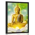 POSTER GOLDENER BUDDHA AUF EINER LOTOSBLÜTE - FENG SHUI - POSTER