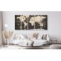 5-PIECE CANVAS PRINT MAP ON A WOODEN BACKGROUND - PICTURES OF MAPS - PICTURES