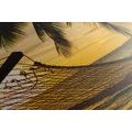TABLEAU SUR TOILE – HAMAC SUR LA PLAGE - TABLEAUX DE LA NATURE ET DES PAYSAGES - TABLEAUX