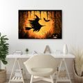WANDBILD HEXE IM FLUG BEI MONDSCHEIN - HALLOWEEN- UND HORROR-BILDER - BILDER