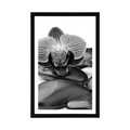 POSTER WITH MOUNT MASSAGE WELLNESS STONES IN BLACK AND WHITE - BLACK AND WHITE - POSTERS