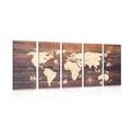 5-PIECE CANVAS PRINT MAP ON WOOD - 5-PIECES - 🔥 TOTAL SALE 🔥