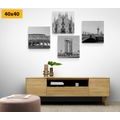 CANVAS PRINT SET CITIES IN BLACK AND WHITE - SET OF PICTURES - PICTURES