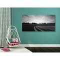 CANVAS PRINT SUNSET OVER THE LANDSCAPE IN BLACK AND WHITE - BLACK AND WHITE PICTURES - PICTURES