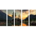 5-PIECE CANVAS PRINT MOUNTAIN LANDSCAPE BY THE LAKE - PICTURES OF NATURE AND LANDSCAPE - PICTURES