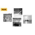 CANVAS PRINT SET PARADISE ON EARTH IN BLACK AND WHITE - SET OF PICTURES - PICTURES