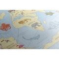 DECORATIVE PINBOARD WORLD MAP WITH ANIMALS - PICTURES ON CORK - PICTURES