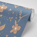 PAPIER PEINT AUTOCOLLANT FLEURS DE PRAIRIE DANS UN DESIGN BLEU - PAPIERS PEINTS AUTOCOLLANTS - PAPIER PEINT