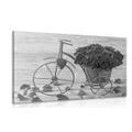 CANVAS PRINT BIKE FULL OF ROSES IN BLACK AND WHITE - BLACK AND WHITE PICTURES - PICTURES