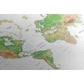 DECORATIVE PINBOARD CLASSIC WORLD MAP WITH A WHITE BACKGROUND - PICTURES ON CORK - PICTURES