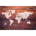 SELF ADHESIVE WALLPAPER DECENT MAP WITH A WOODEN BACKGROUND - SELF-ADHESIVE WALLPAPERS - WALLPAPERS