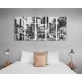 5-PIECE CANVAS PRINT ABSTRACT CITYSCAPE IN BLACK AND WHITE - BLACK AND WHITE PICTURES - PICTURES