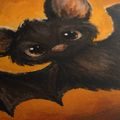 QUADRO SU TELA – PICCOLO PIPISTRELLO DAGLI OCCHI GRANDI - QUADRI HALLOWEEN E HORROR - STAMPE E QUADRI
