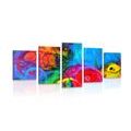 TABLEAU EN 5 PARTIES – ABSTRACTION PLEINE DE COULEURS - PEINTURES ABSTRAITES - TABLEAUX