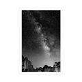 POSTER STARRY SKY ABOVE THE ROCKS IN BLACK AND WHITE - BLACK AND WHITE - POSTERS