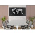 CANVAS PRINT MAP OF THE WORLD IN SHADES OF GREY - PICTURES OF MAPS - PICTURES