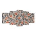 TABLEAU EN 5 PARTIES – MOTIF FLORAL AUX FEUILLES - TABLEAUX DE FLEURS - TABLEAUX