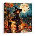 QUADRO SU TELA – GATTO NERO SOTTO LA LUNA PIENA - QUADRI HALLOWEEN E HORROR - STAMPE E QUADRI