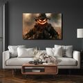 WANDBILD GRUSELIGER KÜRBIS-SCHRECK BEI DÄMMERUNG - HALLOWEEN- UND HORROR-BILDER - BILDER