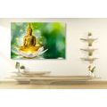 WANDBILD GOLDENER BUDDHA AUF EINER LOTOSBLÜTE - BILDER MIT FENG SHUI-MOTIVEN - BILDER