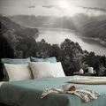 WALL MURAL RIVER IN THE MIDDLE OF THE FOREST IN BLACK AND WHITE - BLACK AND WHITE WALLPAPERS - WALLPAPERS