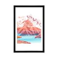 POSTER MIT PASSEPARTOUT WUNDERSCHÖNE BERGLANDSCHAFT - NATUR - POSTER