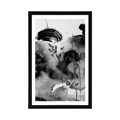 POSTER WITH MOUNT PAINTING OF THE JAPANESE SKY IN BLACK AND WHITE - BLACK AND WHITE - POSTERS