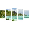 5-PIECE CANVAS PRINT BEAUTIFUL BEACH ON THE ISLAND OF LA DIGUE - PICTURES OF NATURE AND LANDSCAPE - PICTURES