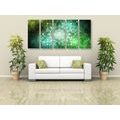 5-PIECE CANVAS PRINT MANDALA WITH A GALACTIC BACKGROUND IN SHADES OF GREEN - PICTURES FENG SHUI - PICTURES