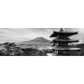 CANVAS PRINT CHUREITO PAGODA MONUMENT IN BLACK AND WHITE - BLACK AND WHITE PICTURES - PICTURES