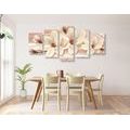 5-PIECE CANVAS PRINT LUXURIOUS MAGNOLIA WITH PEARLS - PICTURES FLOWERS - PICTURES