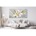 CANVAS PRINT WHITE LILY ON AN INTERESTING BACKGROUND - PICTURES FLOWERS - PICTURES