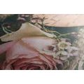 CANVAS PRINT ROSE AND A HEART IN VINTAGE DESIGN - VINTAGE AND RETRO PICTURES - PICTURES