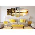 5-PIECE CANVAS PRINT SUNSET OVER THE LAKE - PICTURES OF NATURE AND LANDSCAPE - PICTURES