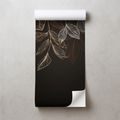 ZELFKLEVEND FOTOBEHANG ELEGANTE GOUDEN BLADEREN OP DONKERE ACHTERGROND - FOTOBEHANG BLADEREN - FOTOBEHANG
