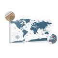 DECORATIVE PINBOARD MAP IN BLUE DESIGN - PICTURES ON CORK - PICTURES