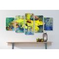 5-PIECE CANVAS PRINT YELLOW FLOWER WITH A VINTAGE TOUCH - VINTAGE AND RETRO PICTURES - PICTURES