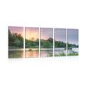 5-PIECE CANVAS PRINT SUNRISE BY THE RIVER - PICTURES OF NATURE AND LANDSCAPE - PICTURES