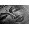 CANVAS PRINT BUDDHA FACE IN BLACK AND WHITE - BLACK AND WHITE PICTURES - PICTURES