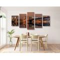 TABLEAU EN 5 PARTIES – REFLET DE MANHATTAN DANS L'EAU - TABLEAUX DE LA VILLE - TABLEAUX