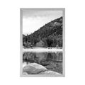 POSTER LAKE IN NATURE IN BLACK AND WHITE - BLACK AND WHITE - POSTERS