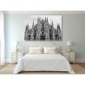 CANVAS PRINT CATHEDRAL IN MILAN IN BLACK AND WHITE - BLACK AND WHITE PICTURES - PICTURES