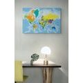 CANVAS PRINT COLORED WORLD MAP - PICTURES OF MAPS - PICTURES