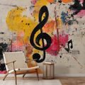 SELBSTKLEBENDE TAPETE MUSIKALISCHE ABSTRAKTION MIT FARBTÖNEN - MUSIK FOTOTAPETEN - TAPETEN