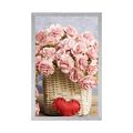 POSTER BOUQUET OF PINK CARNATIONS IN A BASKET - VASES - POSTERS