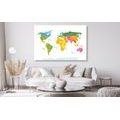 DECORATIVE PINBOARD EXCEPTIONAL WORLD MAP WITH A WHITE BACKGROUND - PICTURES ON CORK - PICTURES