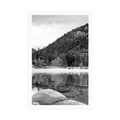 POSTER LAKE IN NATURE IN BLACK AND WHITE - BLACK AND WHITE - POSTERS