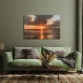 TABLEAU SUR TOILE – COUCHER DE SOLEIL SUR LA MER - TABLEAUX LEVER ET COUCHER DE SOLEIL - TABLEAUX